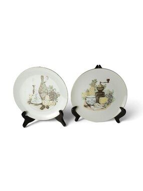 Vintage Kahla GDR Cheese Wine Plates Set 2 Germany Rustic Decor 7.5"